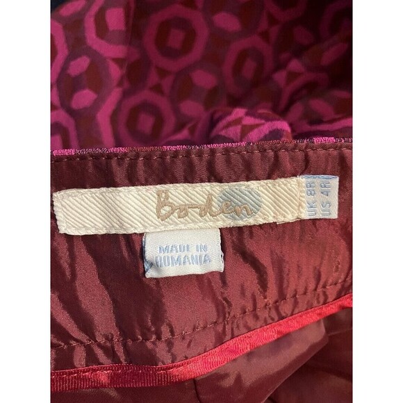 Boden Womans Purple Chino Dress Pants Geometric Paisley Size 4R Romania 27x30 - Picture 5 of 11